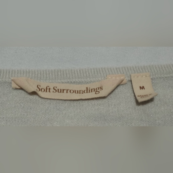 Soft Surroundings Cordillera Dove Gray Pearl Braided Sweater Size Medium - Picture 7 of 9